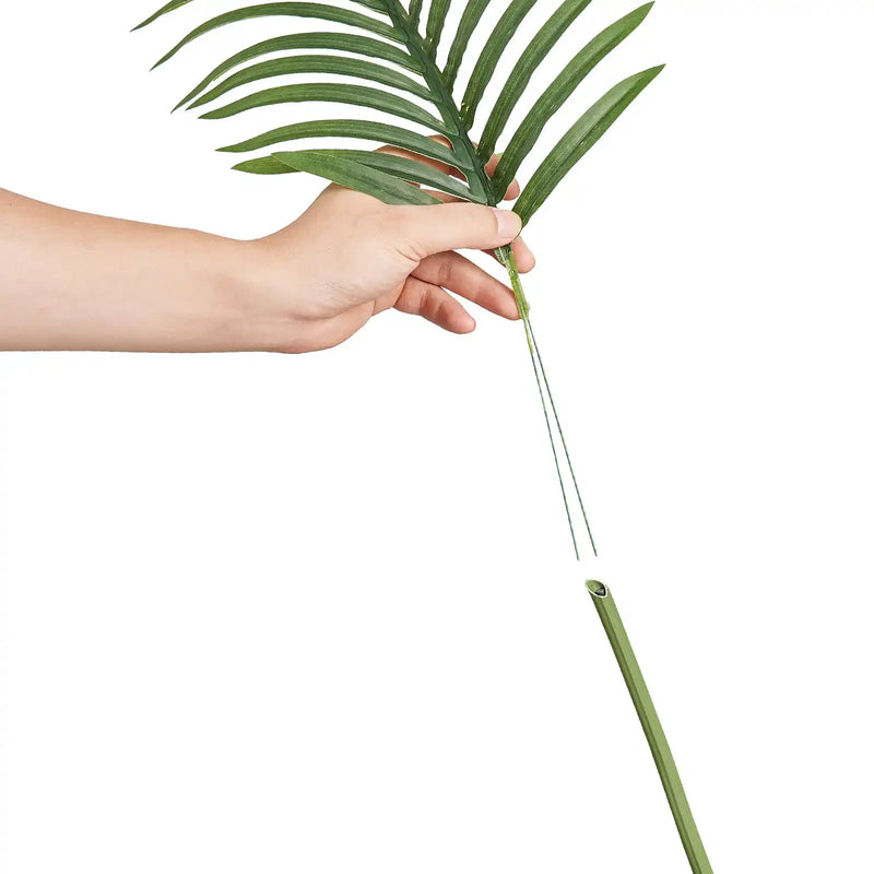 Artificial Gold Cane Palm Tree, 6.5 FT Tall Faux Plant, PE Material & Anti-Tip Tilt Protection Low-Maintenance Plant, Lifelike Green Fake Tree for Home Office Warehouse Decor Indoor Outdoor