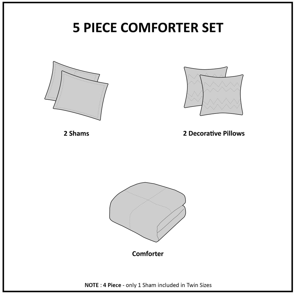 5-Piece Full/Queen 100% Polyester Brushed   Printed Comforter Set Media 7