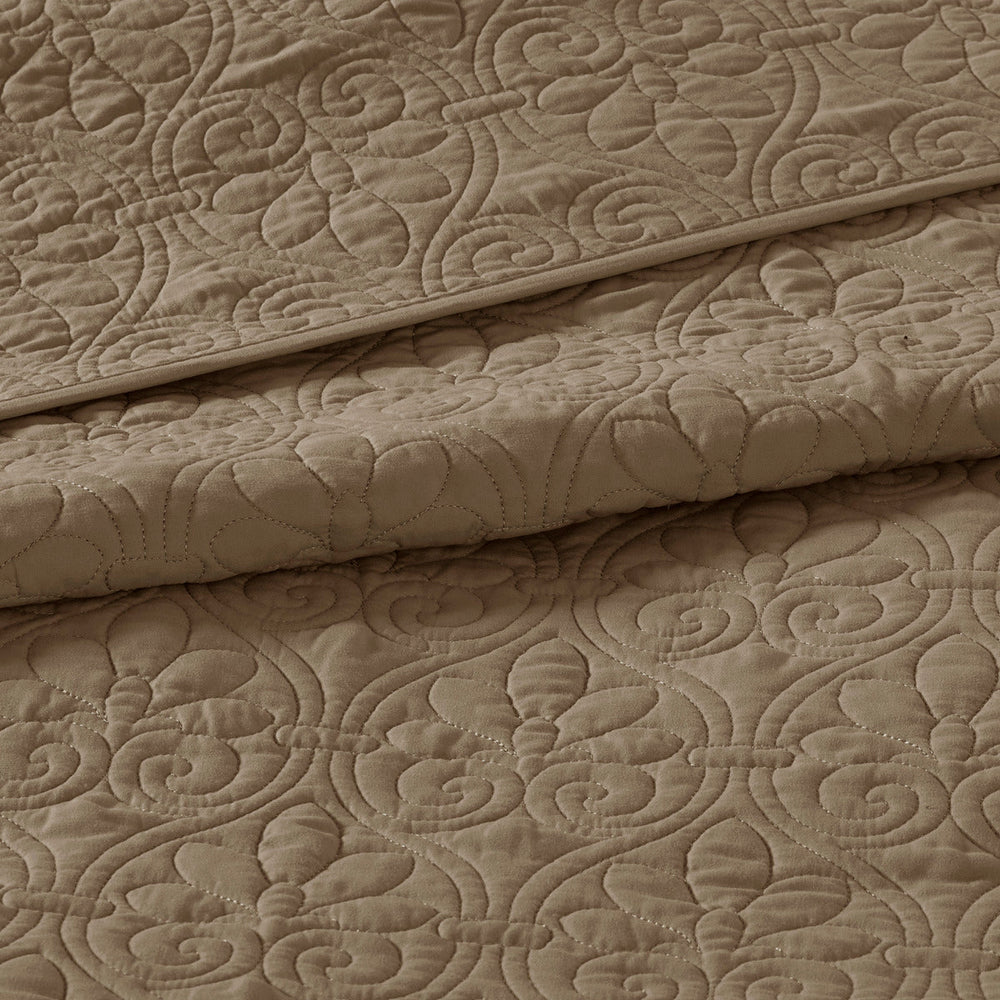 Reversible Bedspread Set Mocha Queen Media 10
