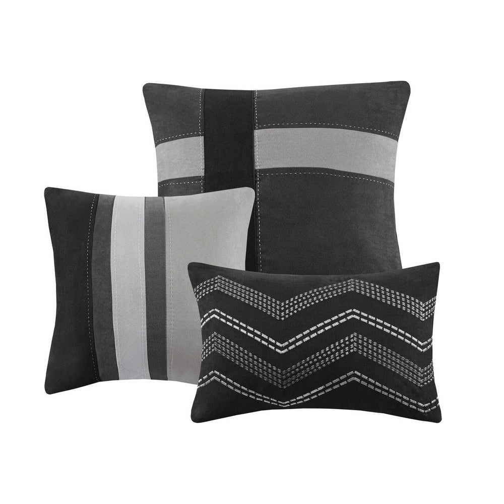 7 Piece Faux Suede Comforter Set Black Cal King Media 2