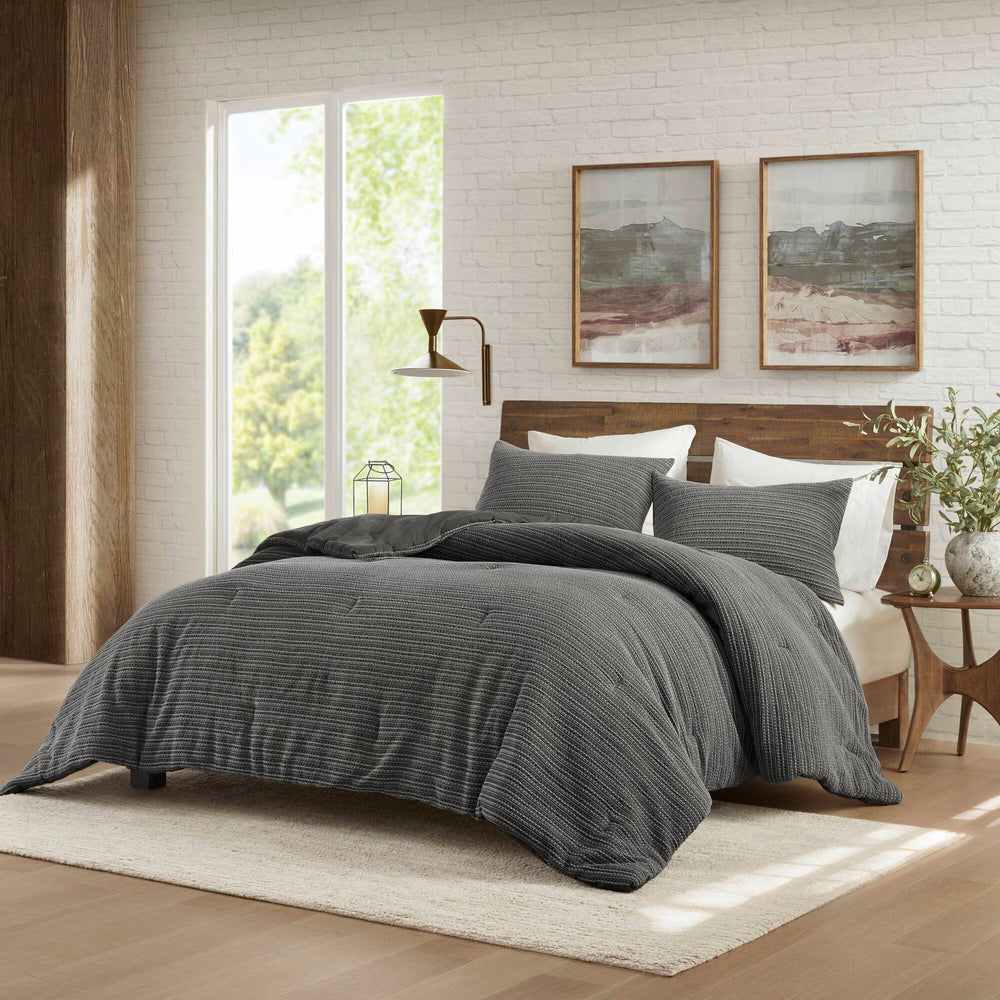3PCS King/Cal King Waffle Washed Comforter Set Media 1