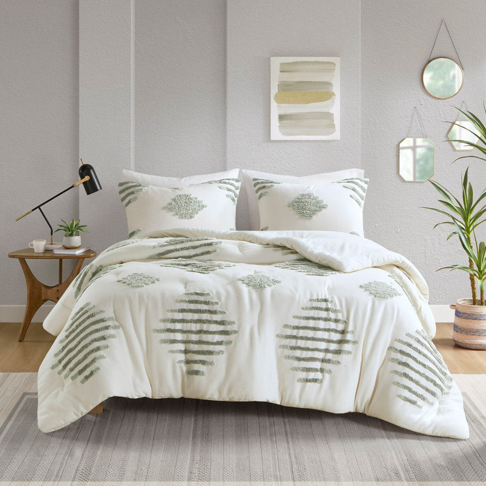 King/Cal King 3 Piece Cotton Blend Chenille Comforter Set Media 3