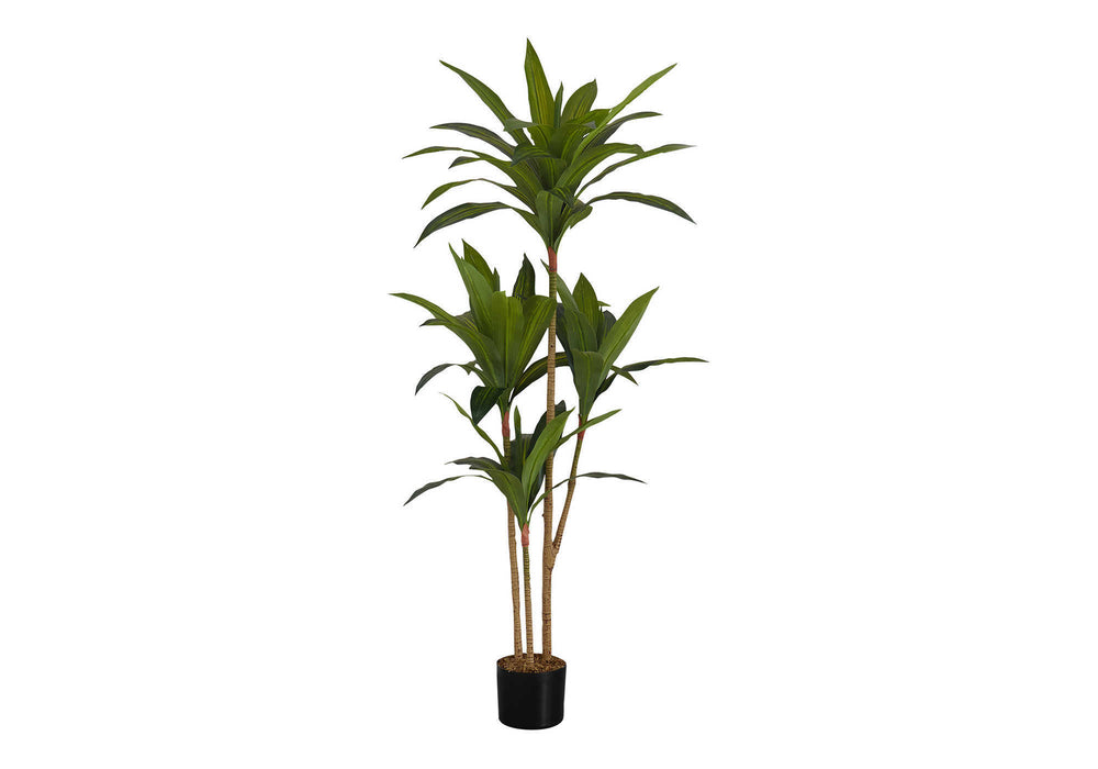 Artificial Plant, 51' Tall, Dracaena Tree, Indoor, Faux, Fake, Floor, Greenery, Potted, Real Touch, Decorative, Green Leaves, Black Pot Media 2