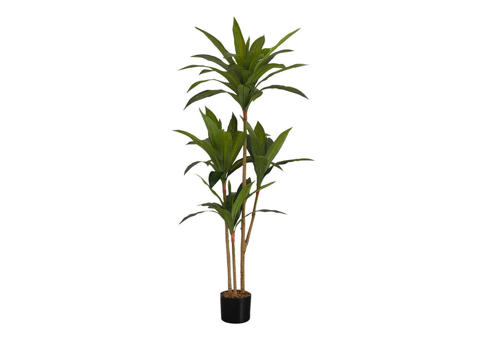 Artificial Plant, 51' Tall, Dracaena Tree, Indoor, Faux, Fake, Floor, Greenery, Potted, Real Touch, Decorative, Green Leaves, Black Pot Media 2