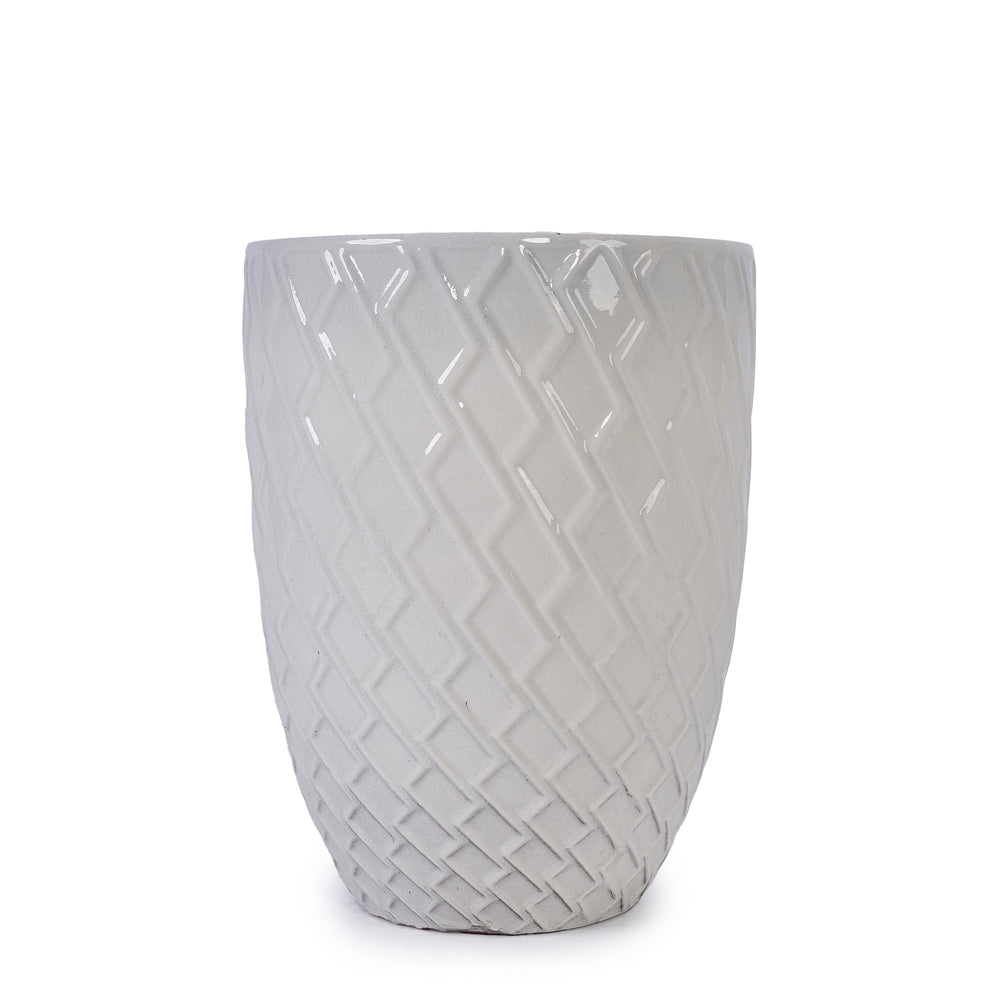 Ceramic Flowerpot, Modern Planter for Patio, Garden, Windowsill - White Media 1