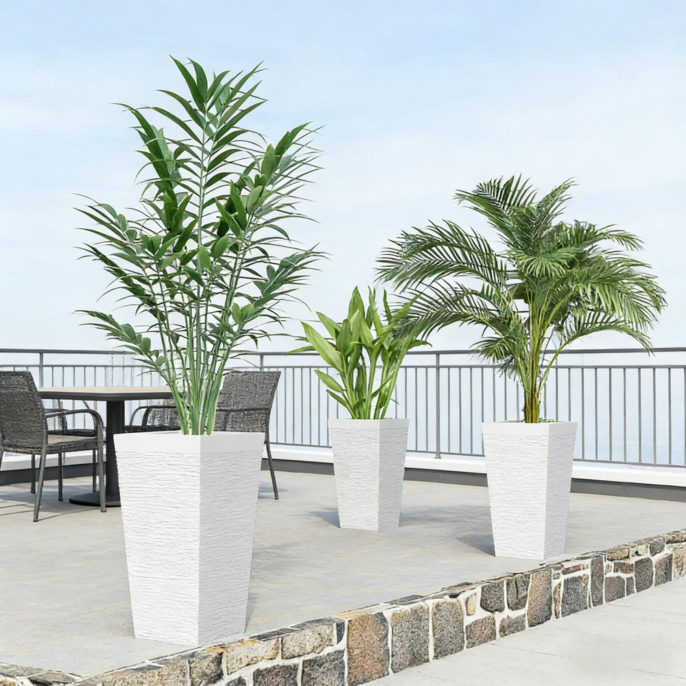 Stackable Tapered Planters,Set of 3 Outdoor Planters Media 2