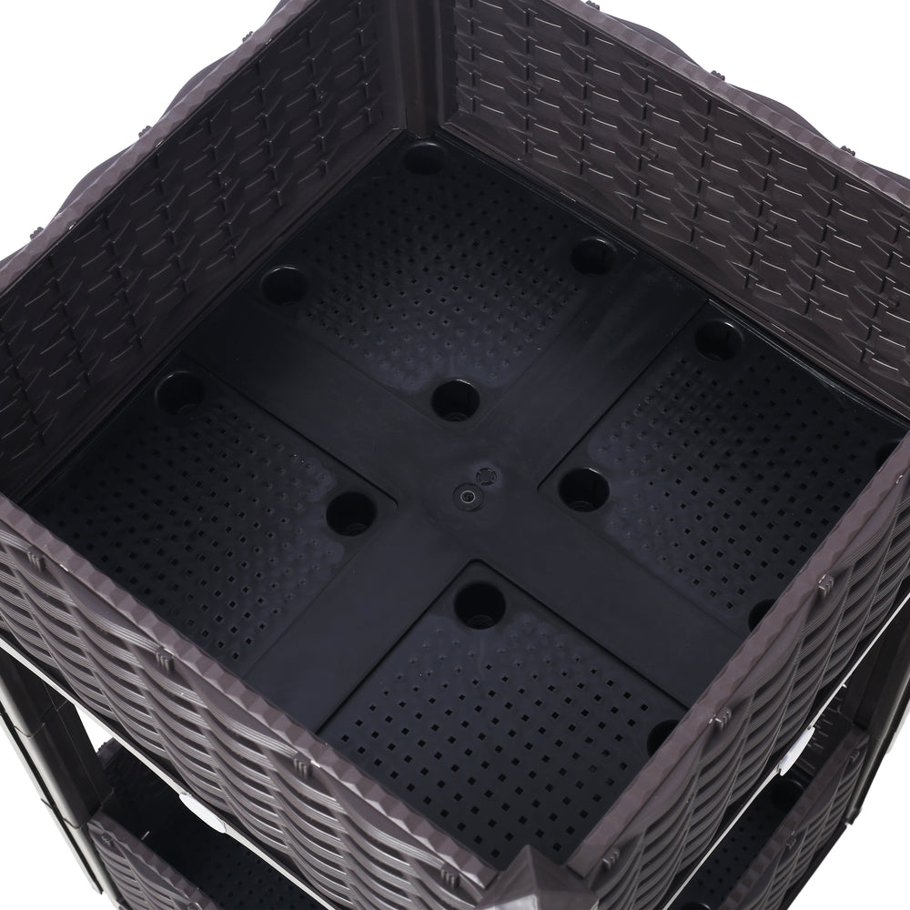 Planter Raised Beds - Elevated Planter Garden Box with Drainage Plug Raised Garden Beds for Vegetable/Flower/Herb Outdoor Standing Planter Beds Gardening Kit,Brown,15.7'x15.7'x27.7' Media 8