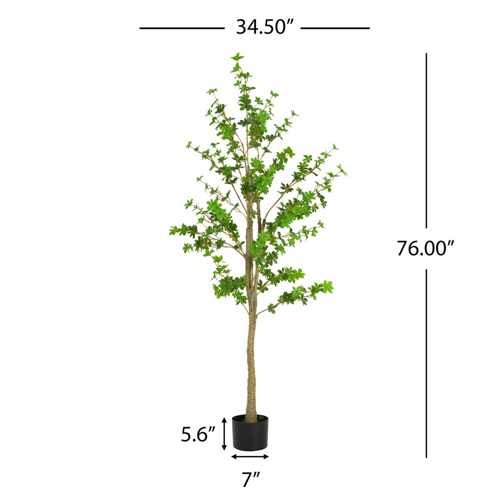 76' Artificial Enkianthus Tree with Black Plastic Pot Media 6