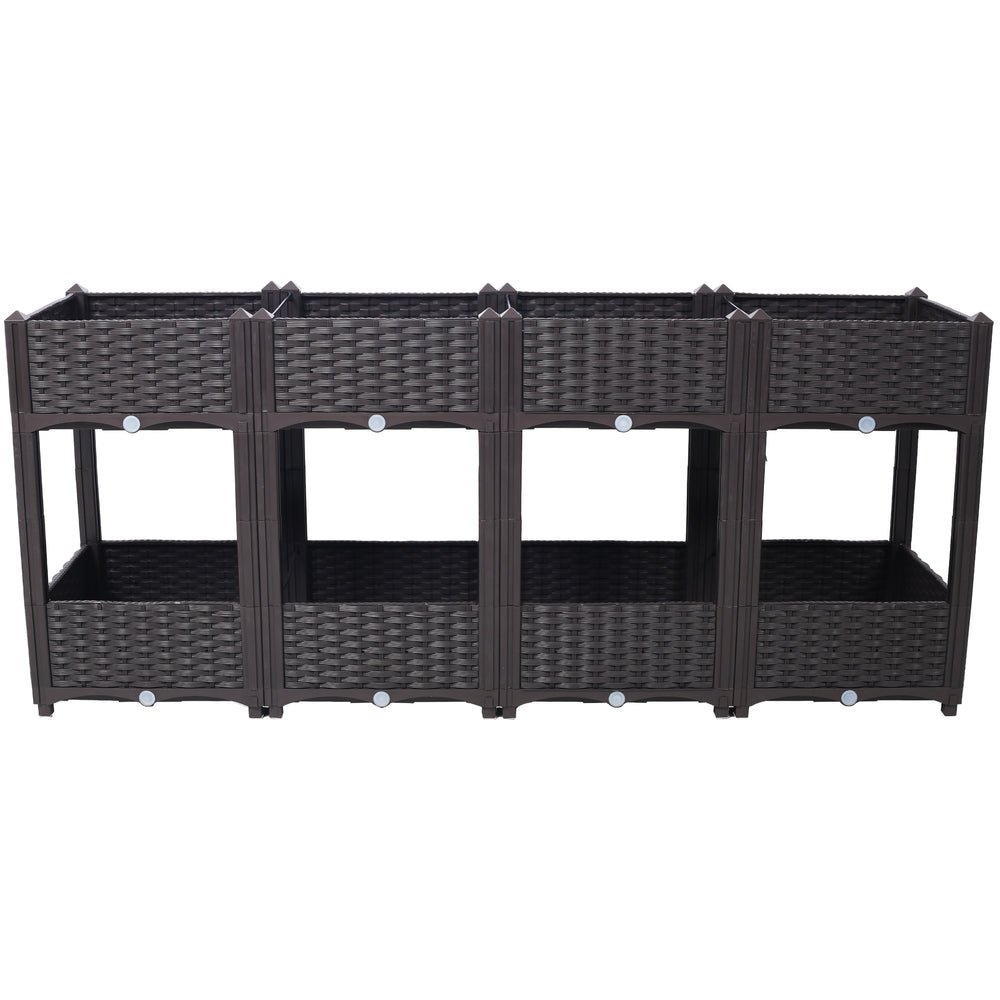 Planter Raised Beds - Elevated Planter Garden Box with Drainage Plug Raised Garden Beds for Vegetable/Flower/Herb Outdoor Standing Planter Beds Gardening Kit,Brown,63'x15.7'x27.7' Media 5