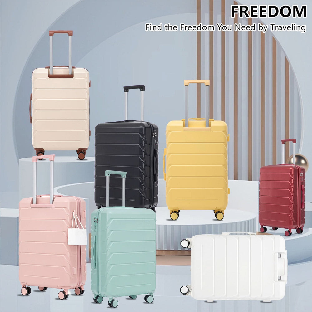 ABS Luggage Set 20 24 28 Inch Spinner Wheels Black Durable 3-Piece & Combination Lock Media 10