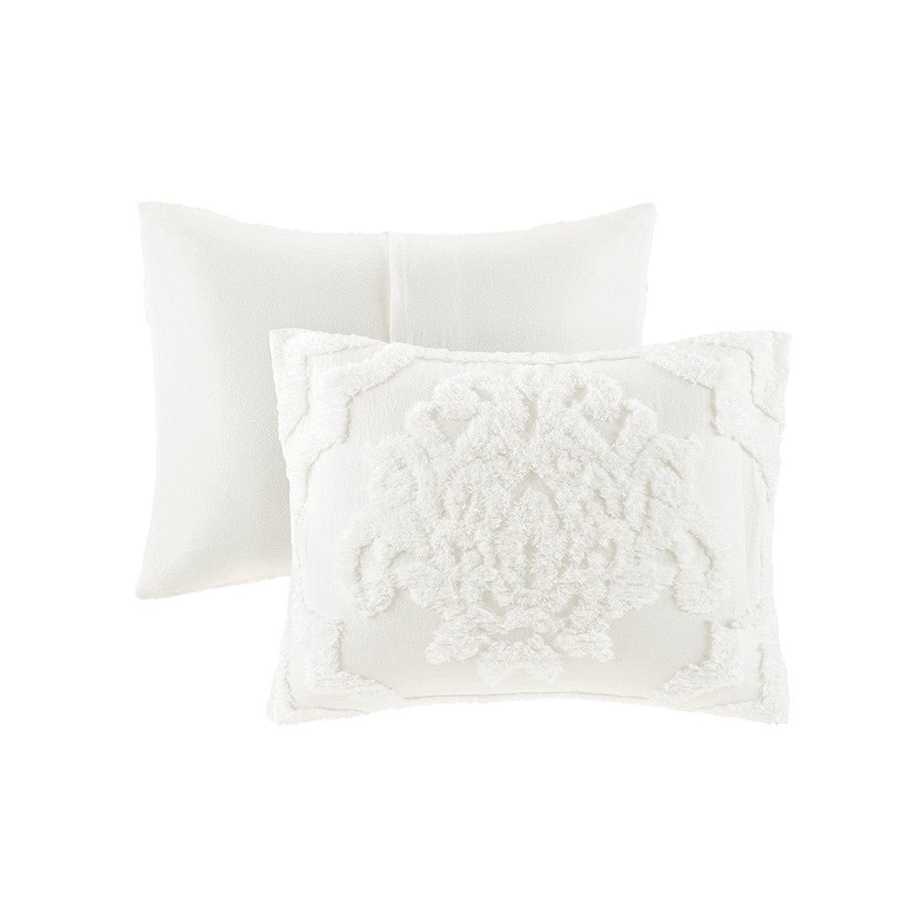 Full/Queen 3 Piece Tufted Cotton Chenille Damask Duvet Cover Set Media 15