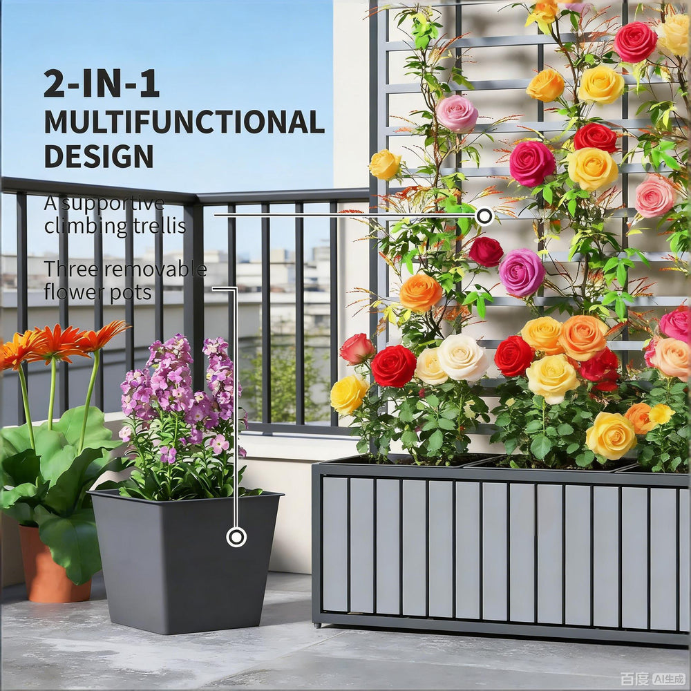 Wooden Raised Garden Bed with Trellis Media 9