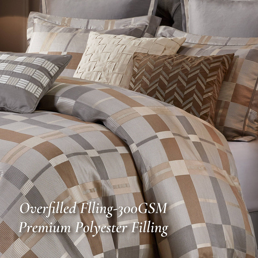 9 PCS King Jacquard Oversized Duvet Style Comforter Set Taupe Media 4