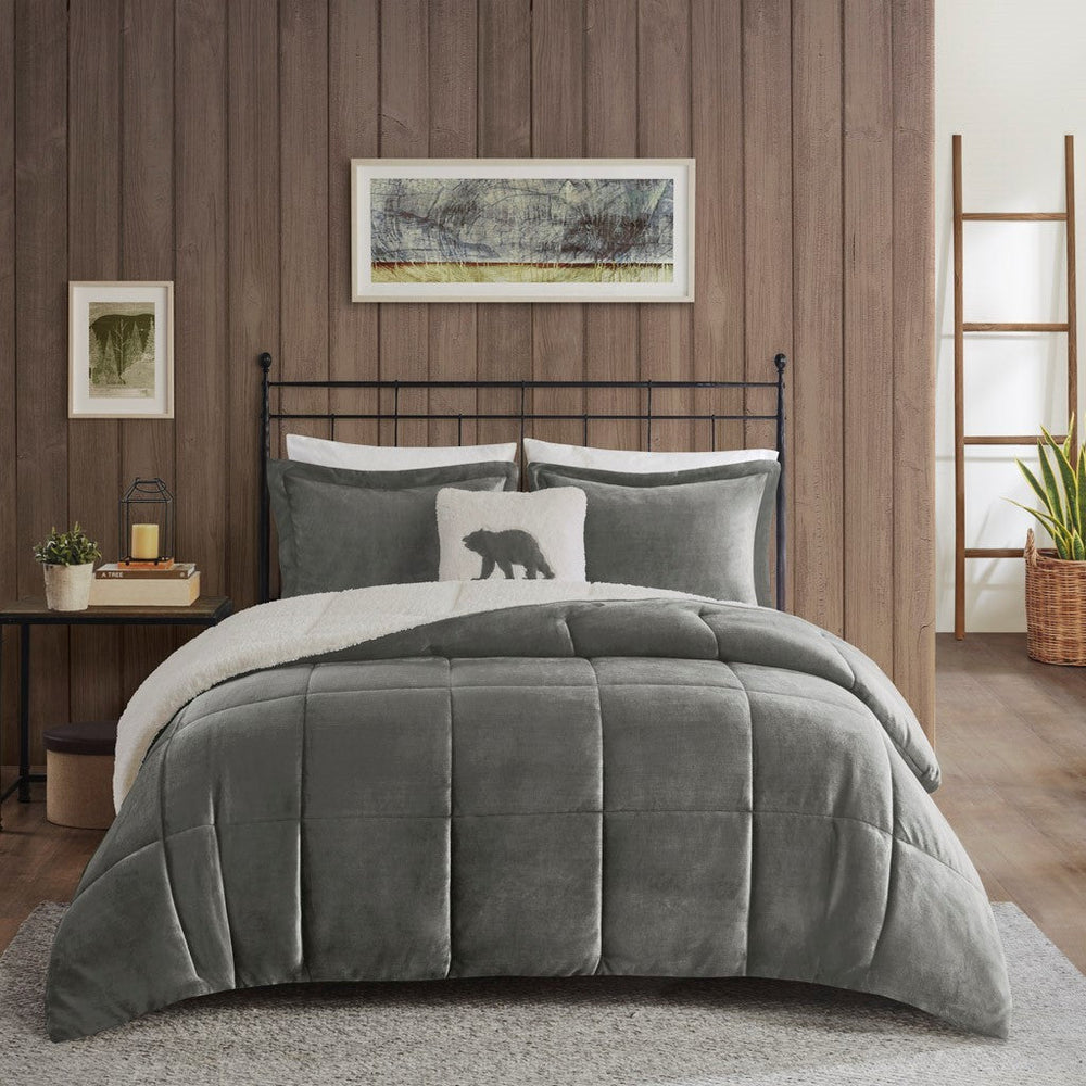 Full/Queen Plush to Sherpa Down Alternative Comforter Set Media 5