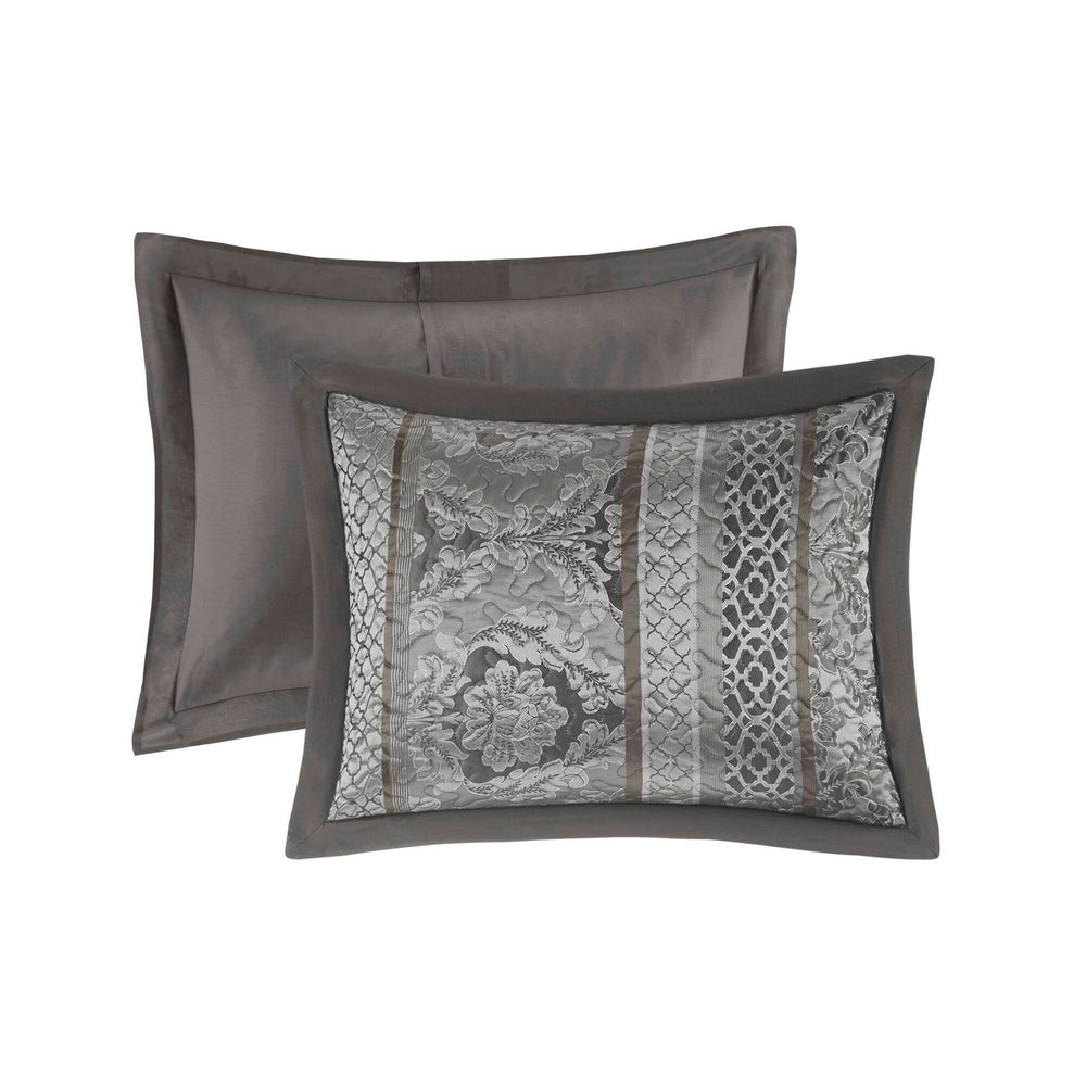 5-Piece King 5 Piece Reversible Jacquard Bedspread Set,Grey Media 2