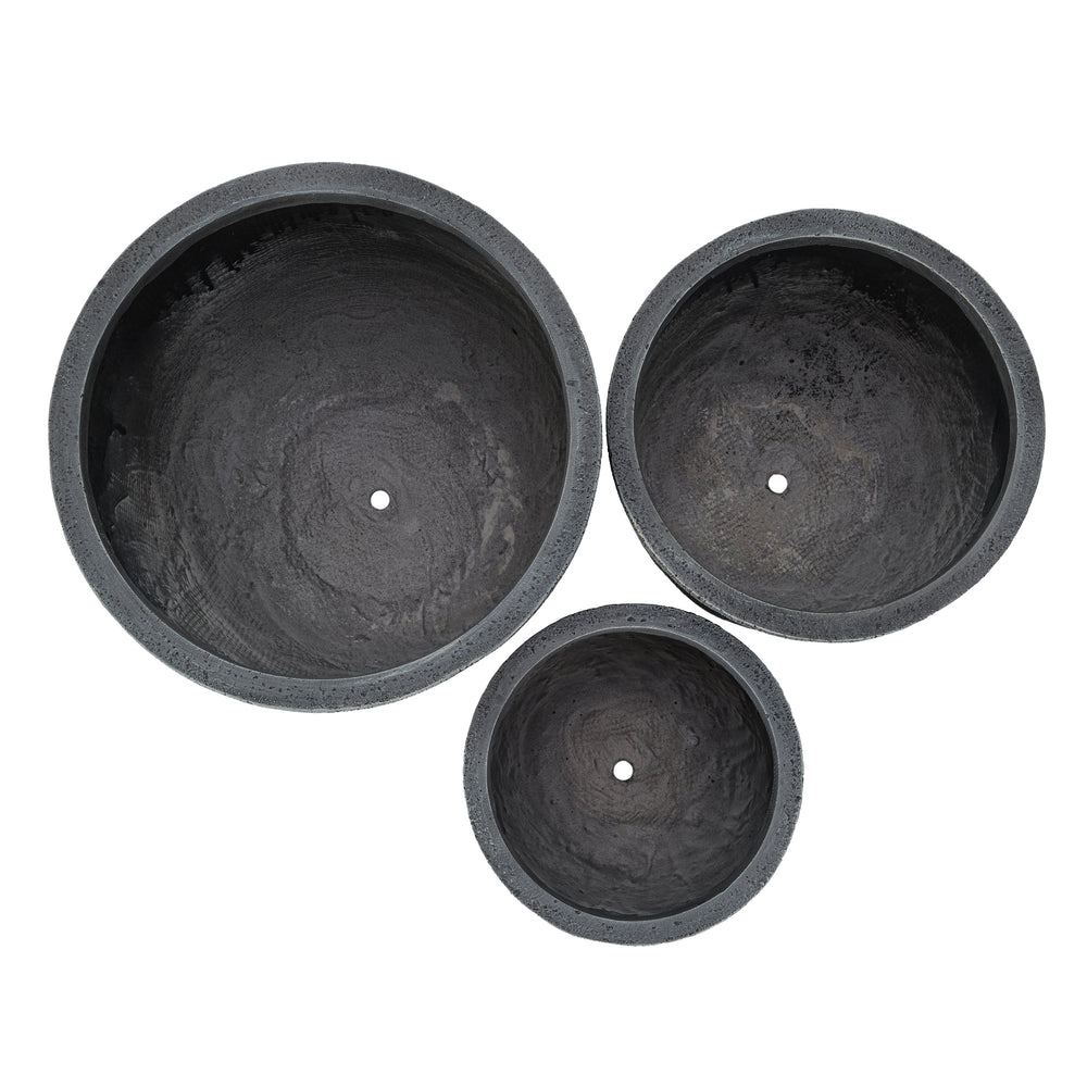 U_STYLE Lightweight MGO Planter Set of 3,16.93'+13.78'+11.02' Dia Round Concrete Stackable Flower Pots with Drainage Holes and Rubber Plug,Crackle Stone Texture for Patio Garden Balcony Indoor Outdoor Media 12