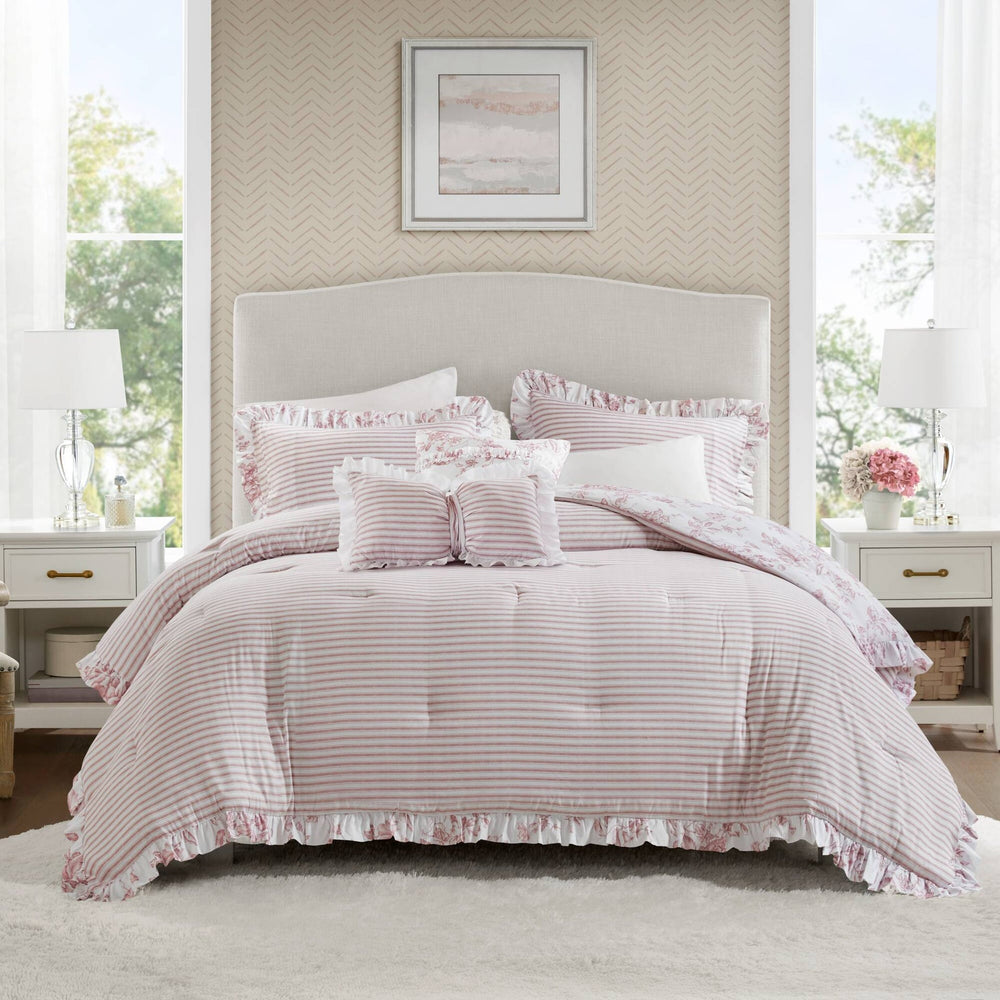 4 Pieces Twin/Twin XL Comforter Set with Decorative Pillows,Pink Media 19