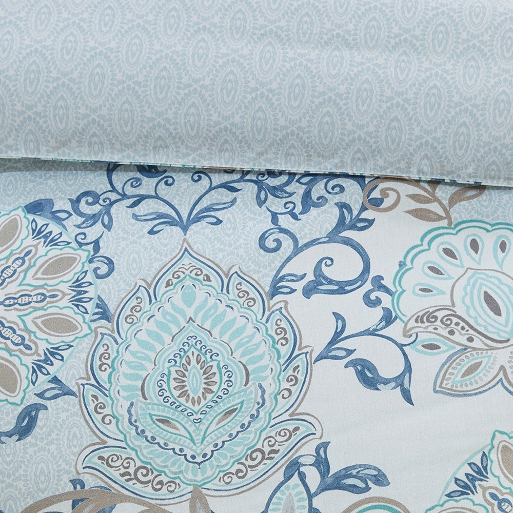 Full/Queen 3 Piece Cotton Floral Printed Reversible Duvet Cover Set Media 12