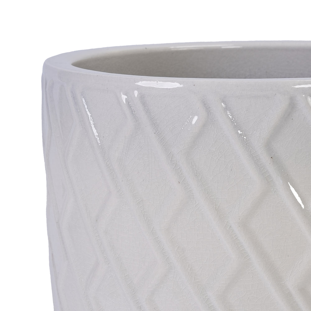 Ceramic Flowerpot, Modern Planter for Patio, Garden, Windowsill - White Media 10