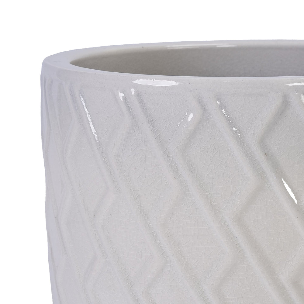Ceramic Flowerpot, Modern Planter for Patio, Garden, Windowsill - White Media 10