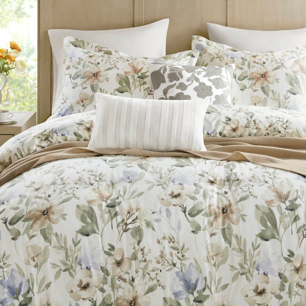 6PCS Queen Cotton Sateen Print Oversized Comforter Set Media 12