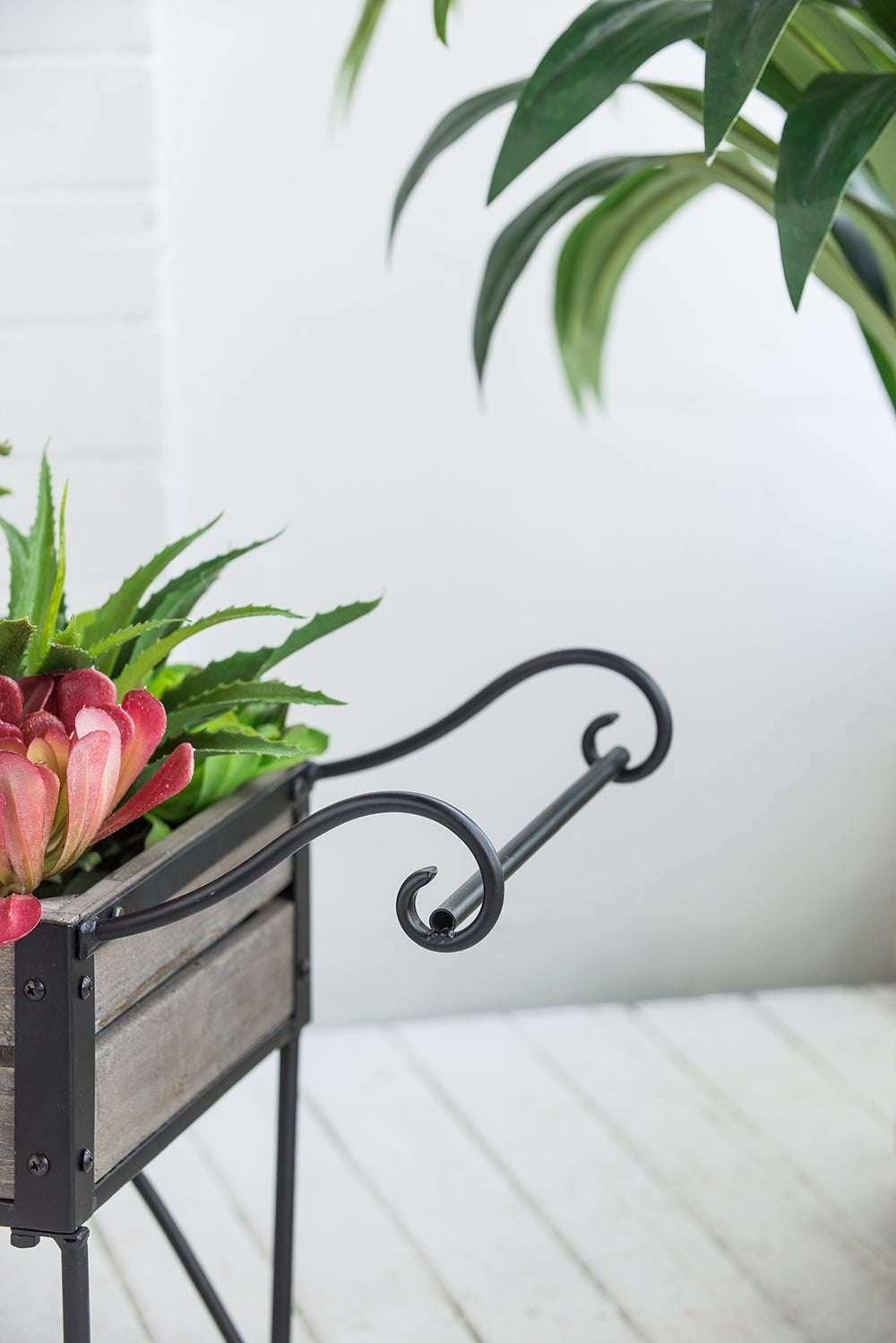 24.4x12.6x15.4' Rustic Black Trolley Cart Plant Stand, Planter Media 12