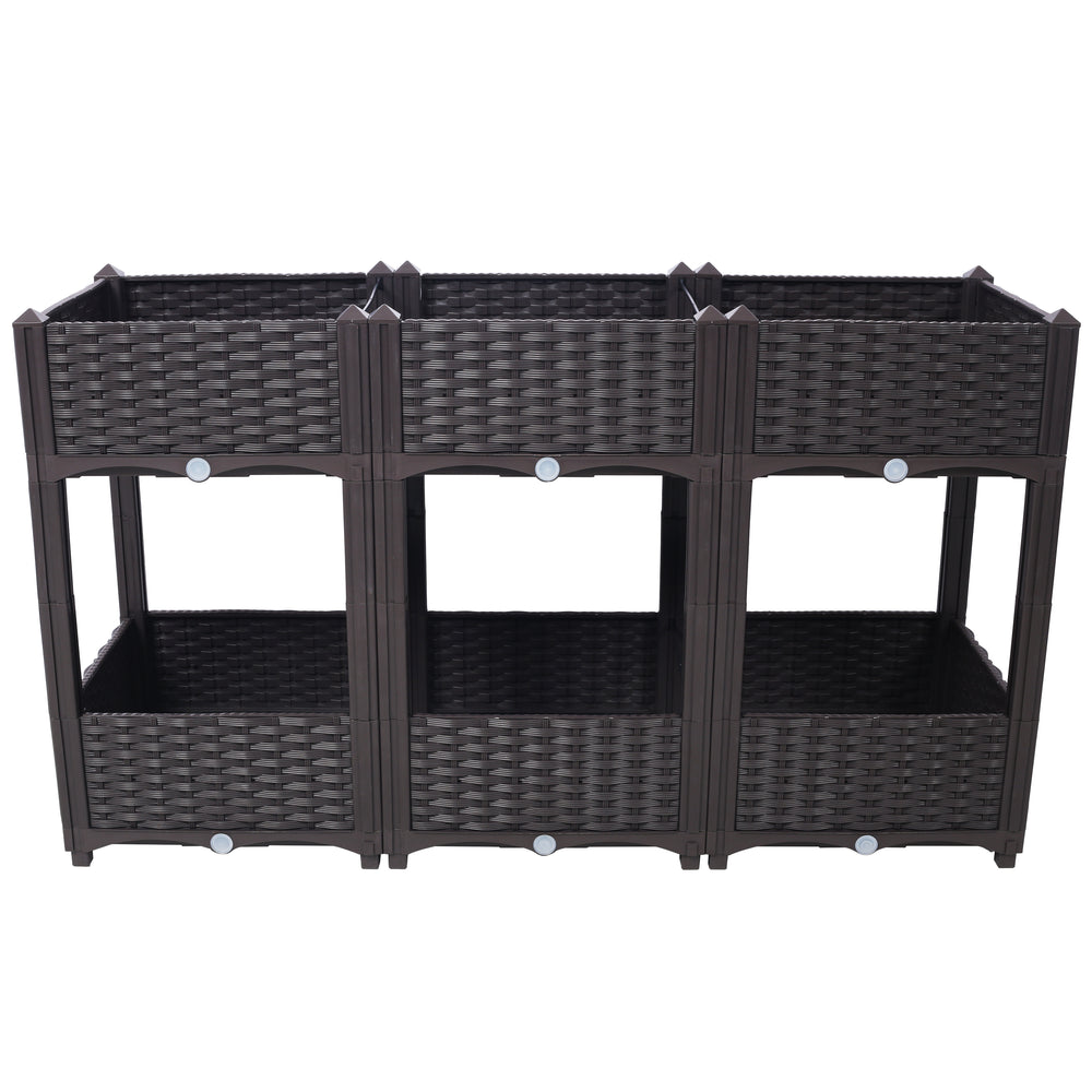 Planter Raised Beds - Elevated Planter Garden Box with Drainage Plug Raised Garden Beds for Vegetable/Flower/Herb Outdoor Standing Planter Beds Gardening Kit,Brown,47.2'x15.7'x27.7' Media 4