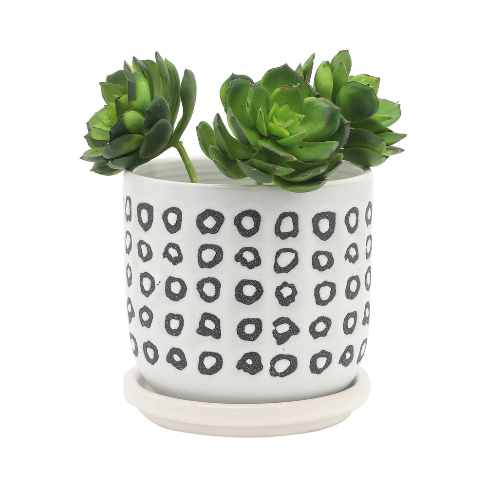 S/2 5/6' AZTEC PLANTER W/ SAUCER, BLACK Media 3