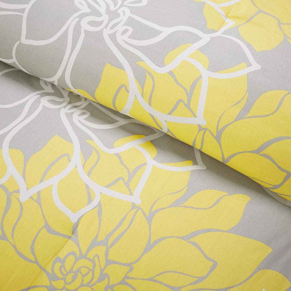 Printed Cotton Sateen Comforter Set Taupe Grey/Yellow Cal King Media 2