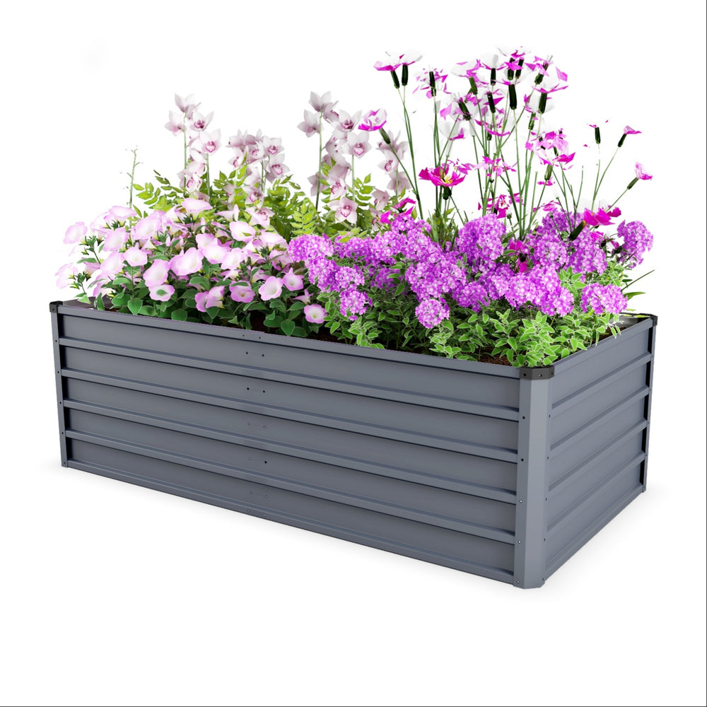 6x3x2 ft 2 pcs Large Raised Garden Bed Kit, Grey Rectangular Galvanized Metal Outdoor Garden Bed, Planter Raised Garden Boxes Outdoor Garden Beds for Growing Plants, Vegetables and Flowers. Media 14