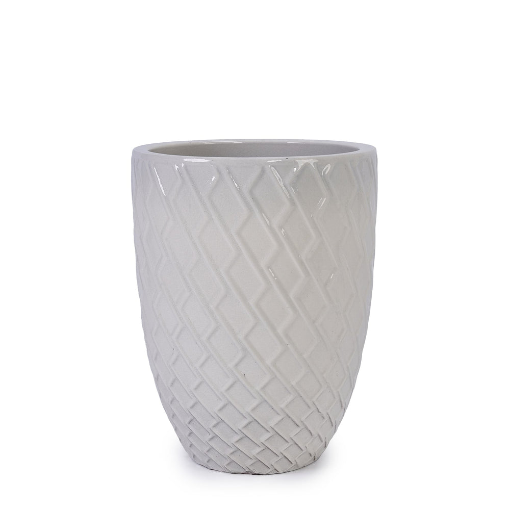 Ceramic Flowerpot, Modern Planter for Patio, Garden, Windowsill - White Media 6