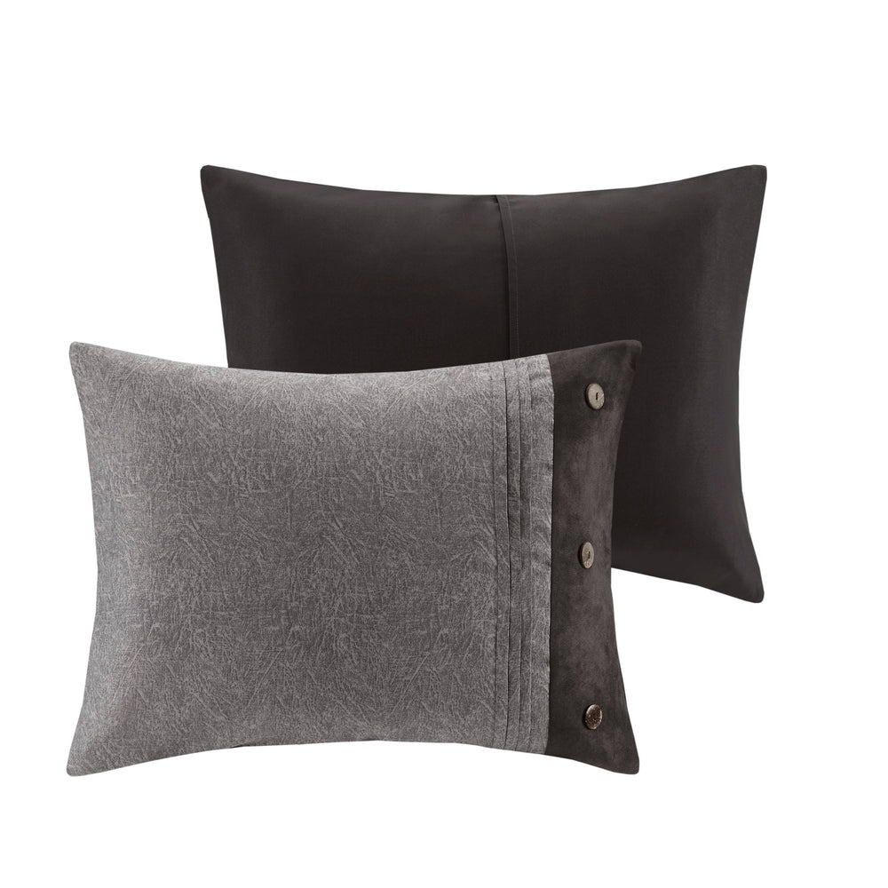 7 Piece Faux Suede Comforter Set Grey King Media 4