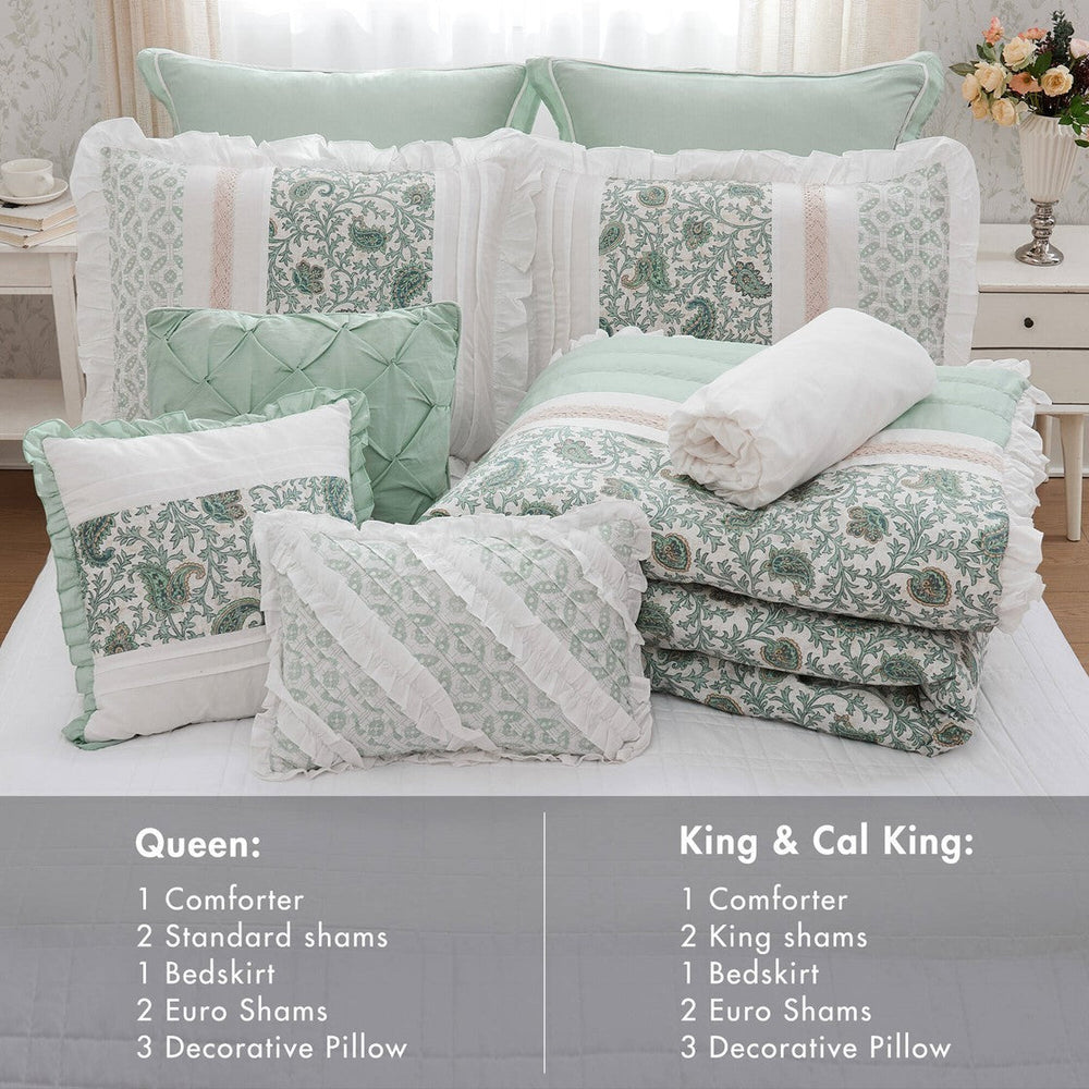 9 Piece Cotton Percale Comforter Set Aqua King Media 5