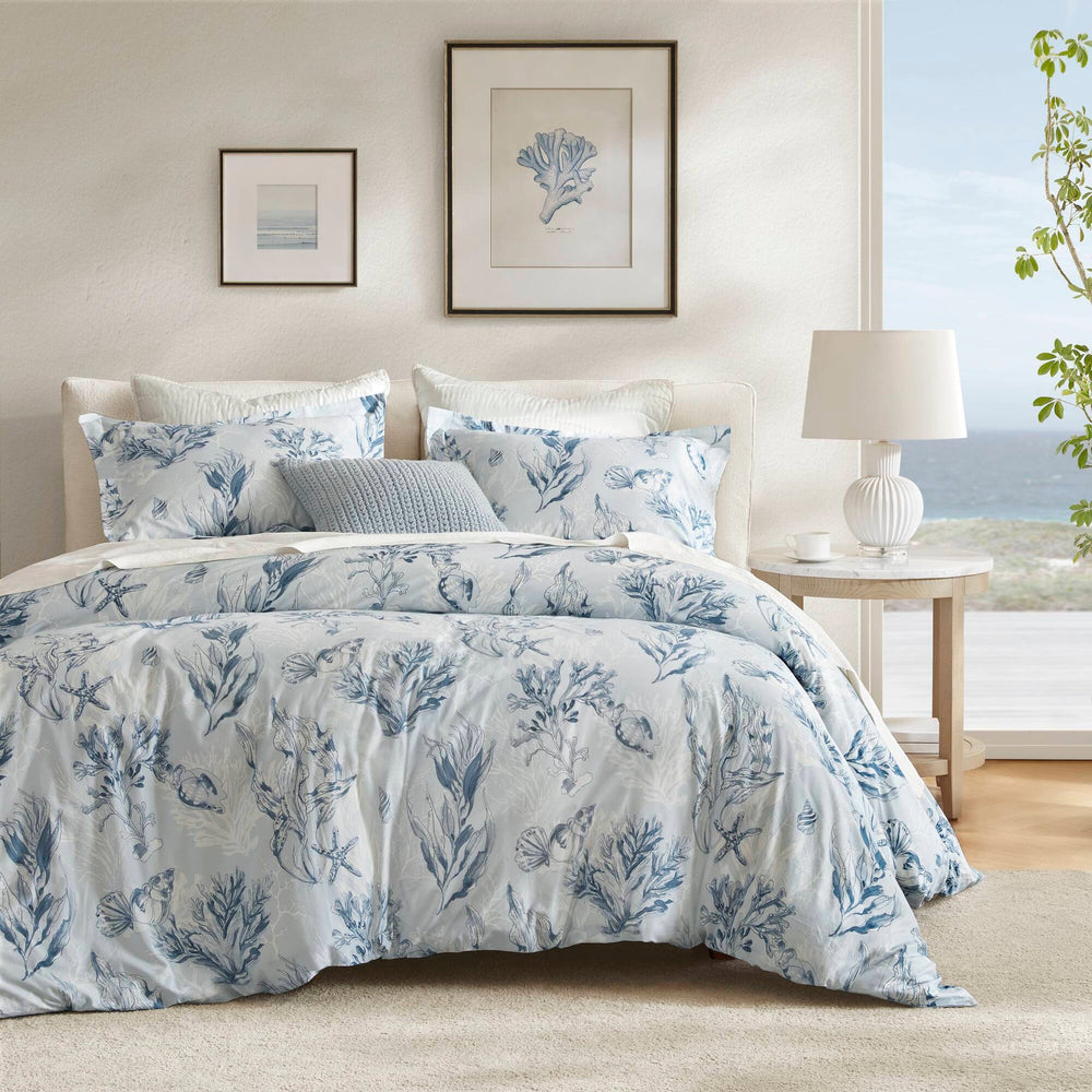 3-Piece Full/Queen 100% Cotton Sateen Duvet Cover Set,Navy/Blue Media 1