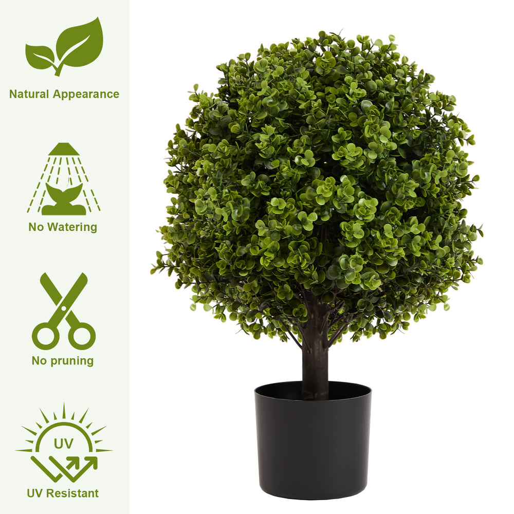 22in Boxwood Ball Shaped Artificial Topiary Shrubs Tree in Pot for Home and Garden Decoration 2pcs/set Media 3