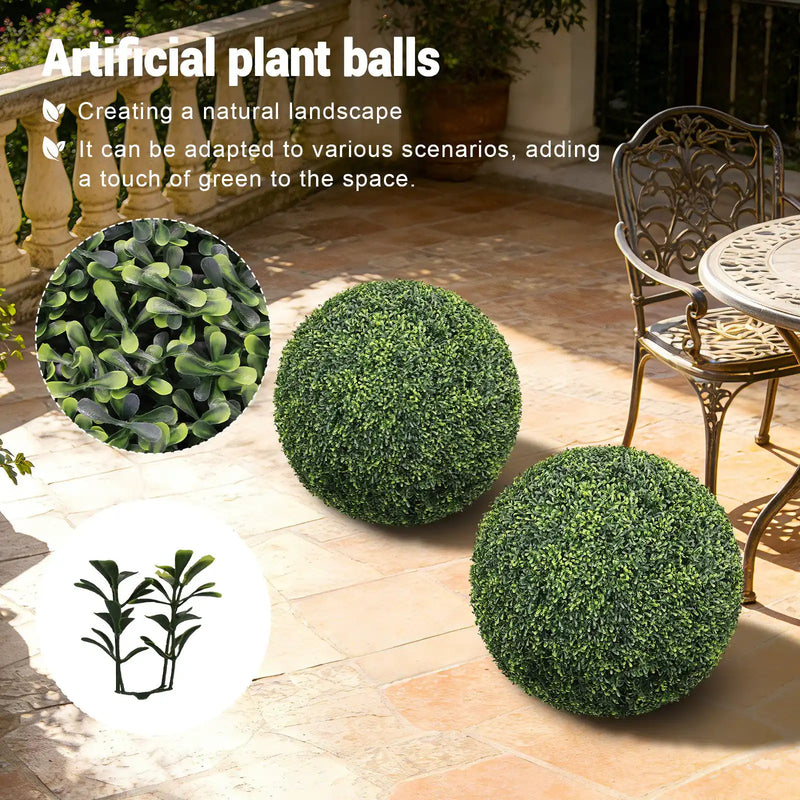 22.4IN Topiary Balls Artificial Outdoor Faux Boxwood Plants Large Green Decorative Spheres for Garden Front Porch Patio Planter Decoration, 2pcs/set