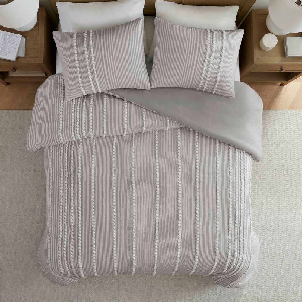 3- Piece King Cotton Yarn Dyed Duvet Cover Set Media 8
