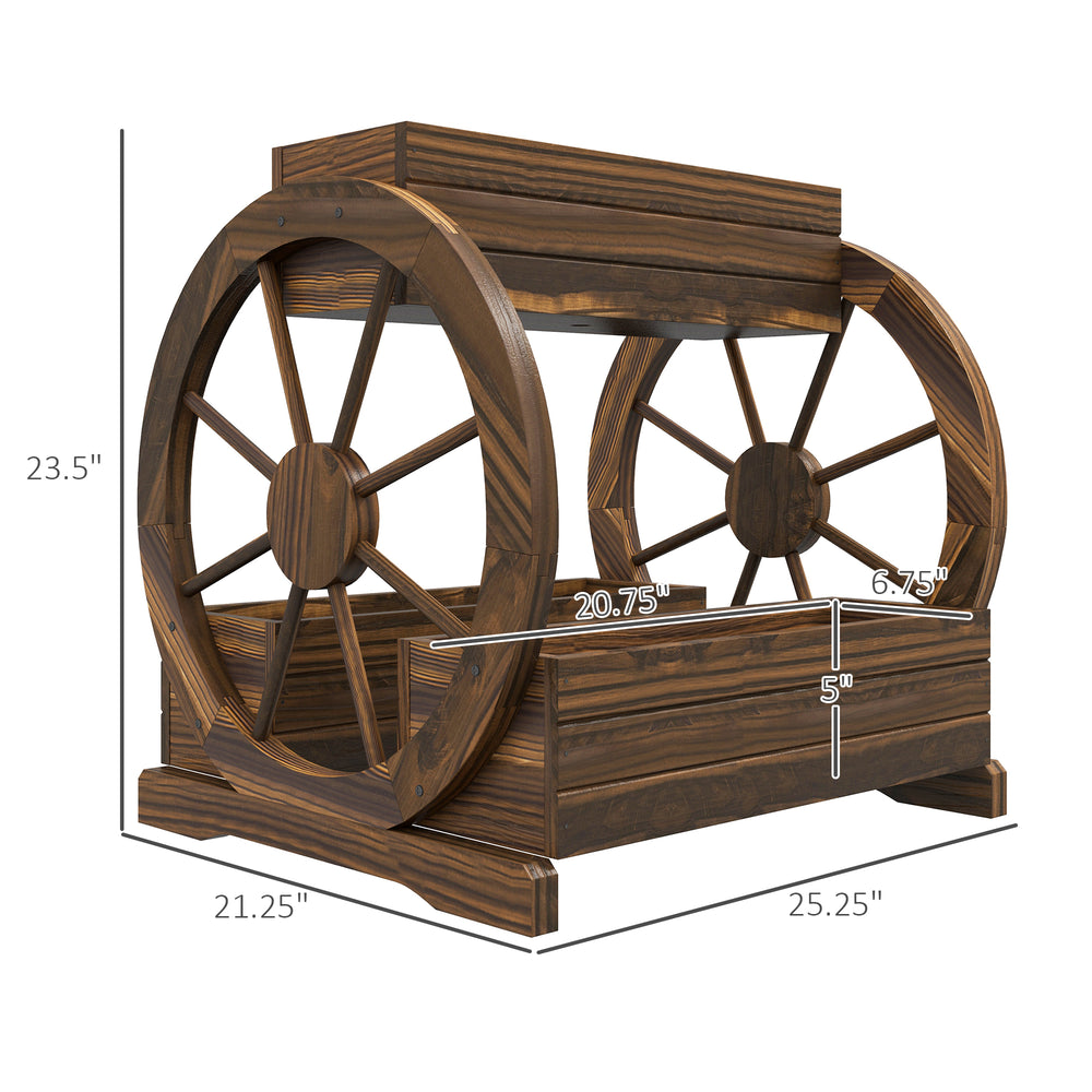Outdoor Planter,Wooden Wagon Planter Box,3-Tier Raised Garden Bed,for Vegetables Flowers Herbs Media 3
