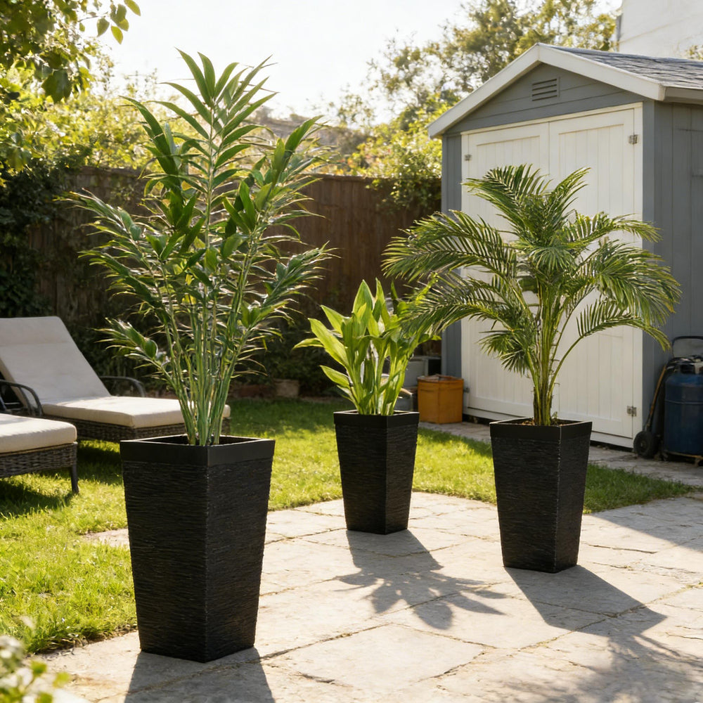 Modern Design Stackable Tapered Planters,Set of 3 Outdoor Planters Media 3