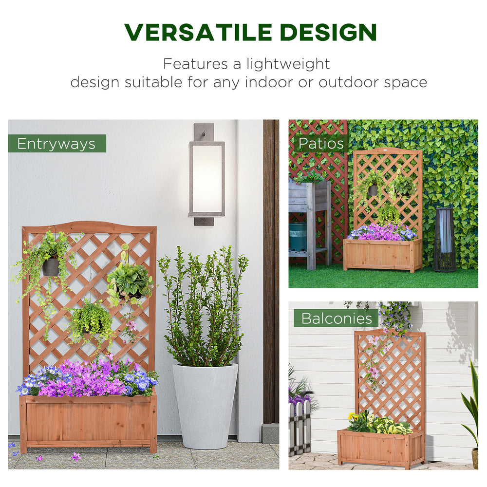 Outsunny Wooden Raised Garden Bed with Trellis, 46' Planter Box, to Grow Vegetables, Herbs, and Flowers for Backyard, Patio, Brown Media 6