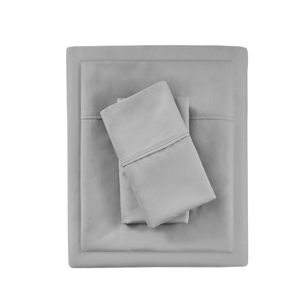 4-Piece Full HeiQ Smart Temperature Cotton Blend Sheet Set, Grey Media 10