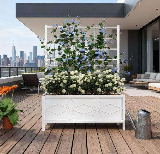 Garden Bed with Trellis,Outdoor Planter Box Galvanized Raised Garden Bed,for Climbing Vines Media 4