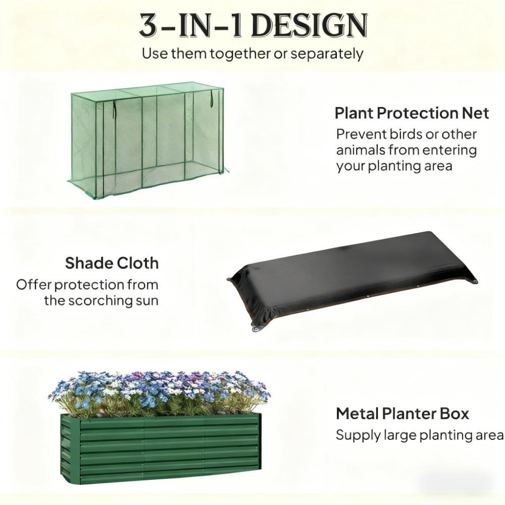 Open Bottom Raised Garden Bed,Galvanized Steel Planter Box,Crop Cage and Shade Cloth with Raised Garden Bed Media 4