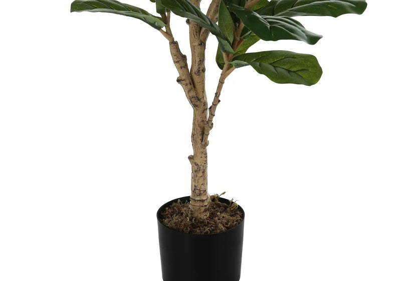 Artificial Plant, 47' Tall, Fiddle Tree, Indoor, Faux, Fake, Floor, Greenery, Potted, Real Touch, Decorative, Green Leaves, Black Pot