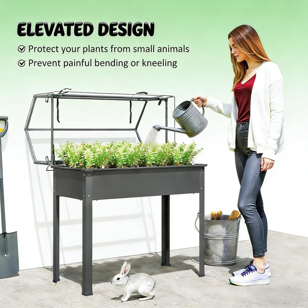 Outdoor Elevated Garden Box,Plant Bed Media 6