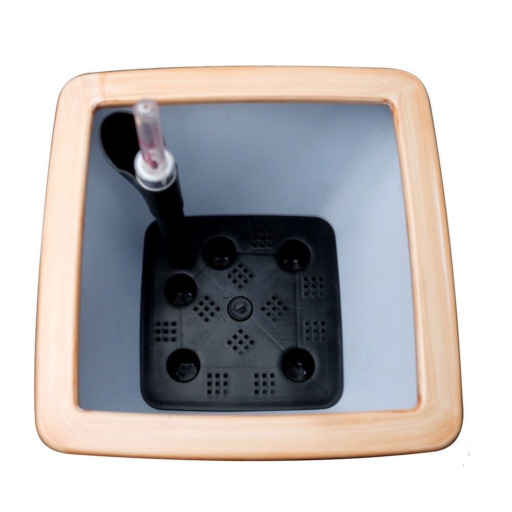2-Pack Smart Self-watering Planter Pot for Indoor and Outdoor - Light Wood - Square Cone Media 8