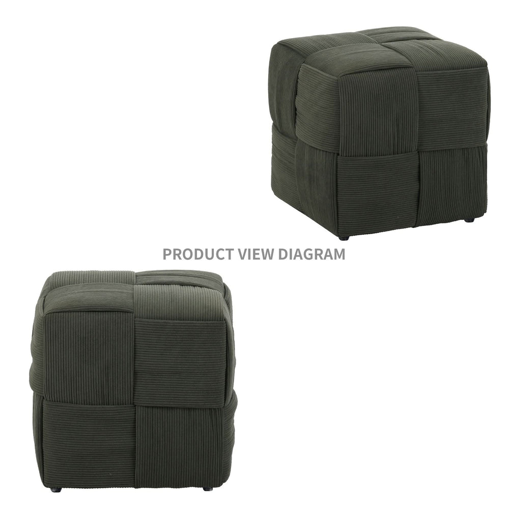 Ottoman Foot Rest Corduroy Green Square Stool For Living Room & Sofa Use Home Furniture Media 7