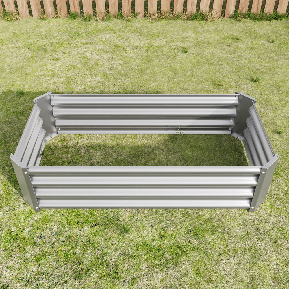Metal Raised Garden Bed, Rectangle Raised Planter 4×2×1ft  for Flowers Plants, Vegetables Herb  Silver Media 2