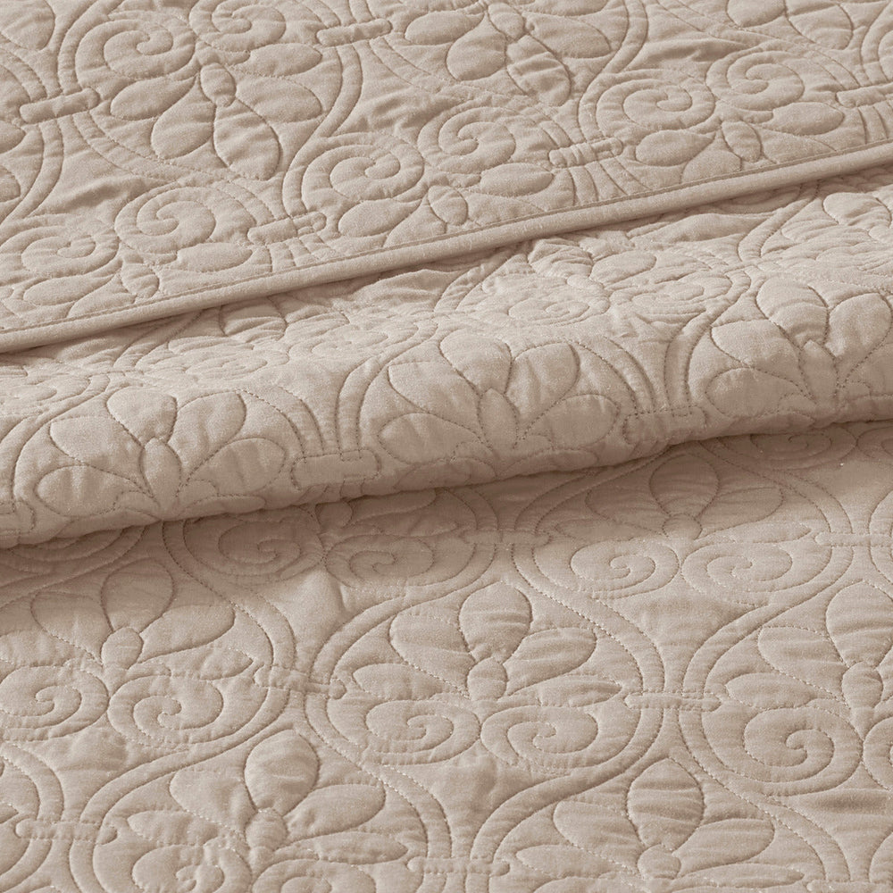 Reversible Bedspread Set Khaki King Media 7