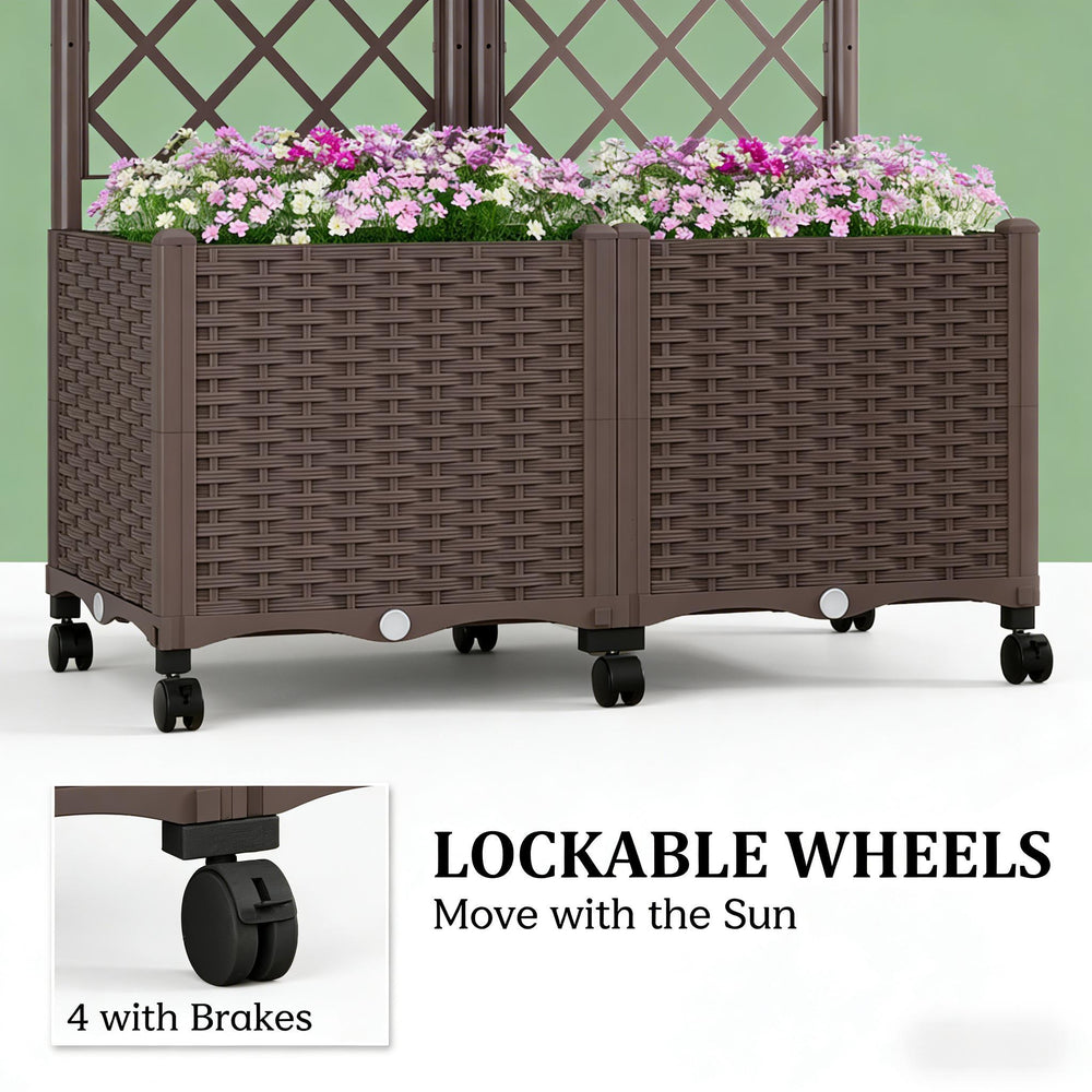 Outdoor Stylish Planter Box,Mobile Raised Garden Bed Media 4